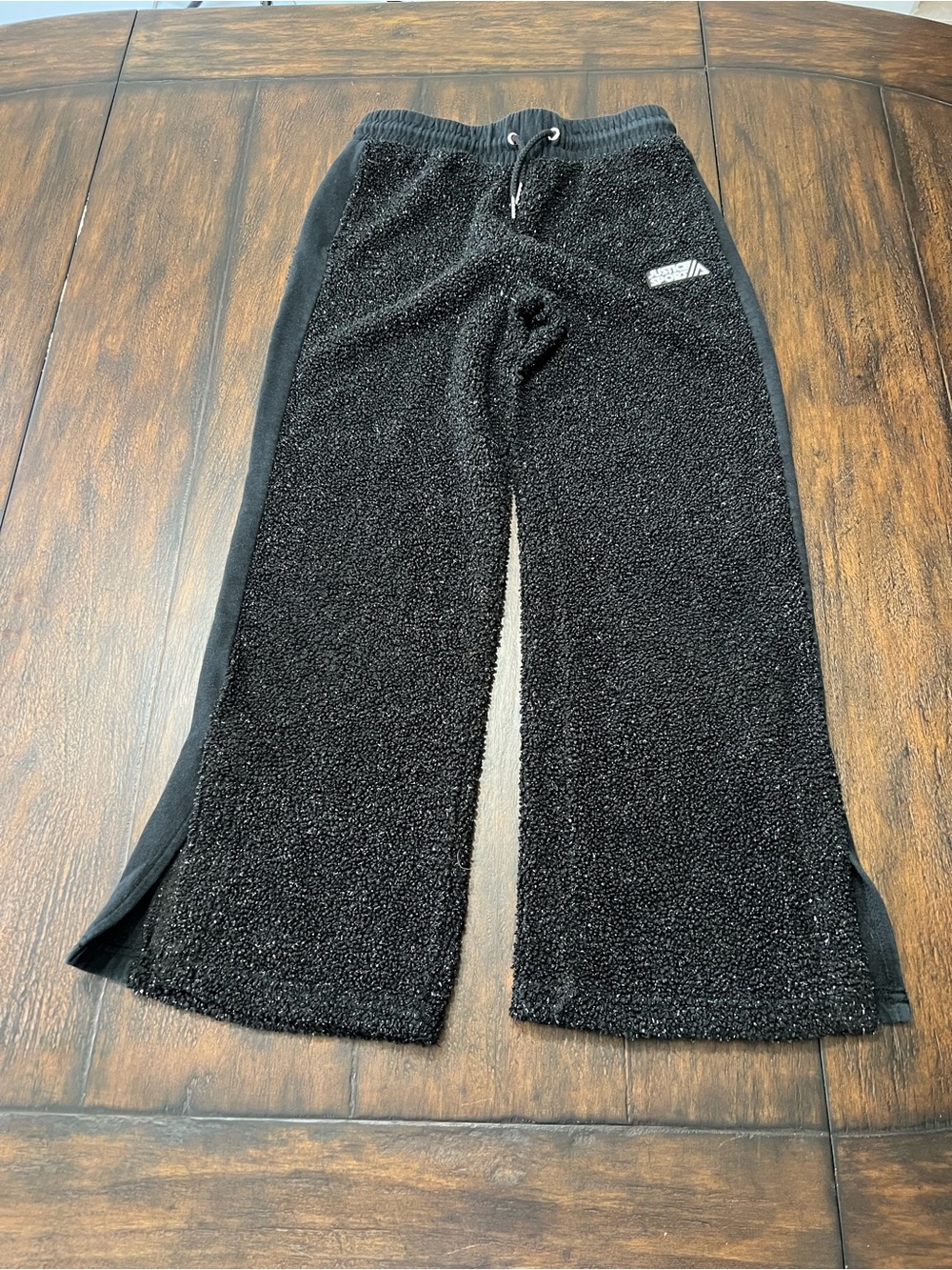 Justice Sport Girls Black Sherpa Sparkle Wide Leg Lounge Pants Size Medium 10